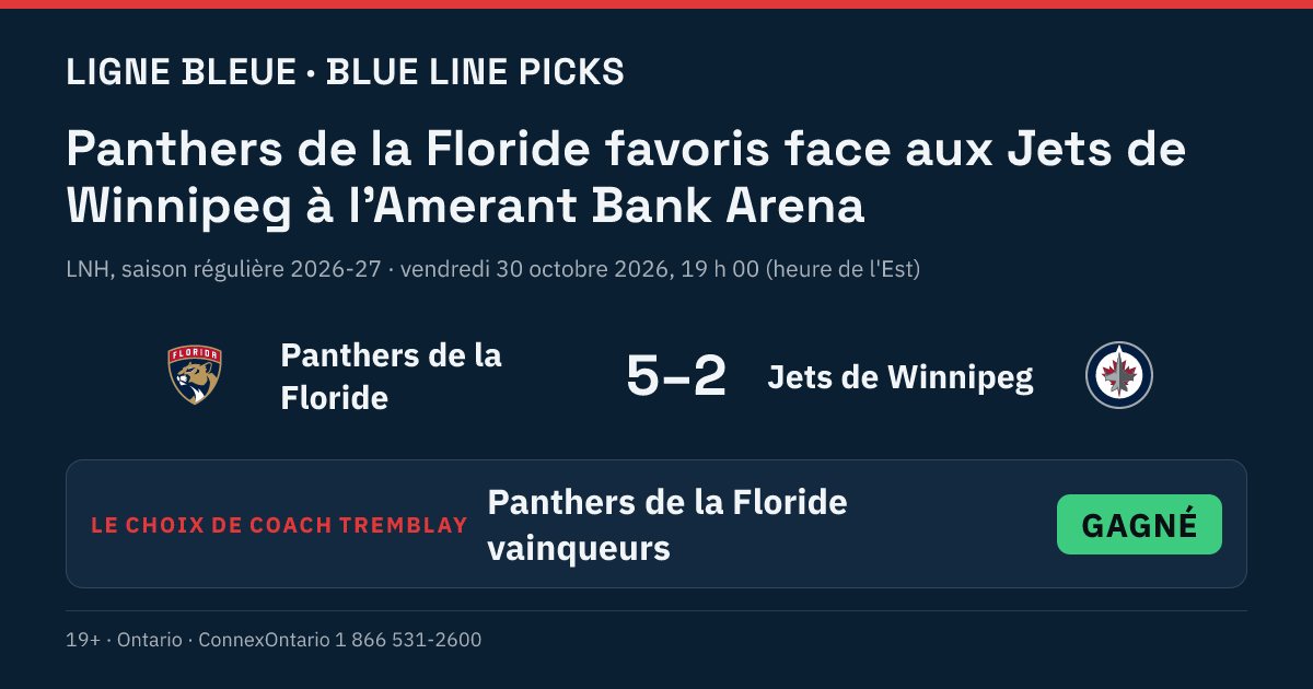 Panthers de la Floride vs Jets de Winnipeg - Panthers de la Floride vainqueurs